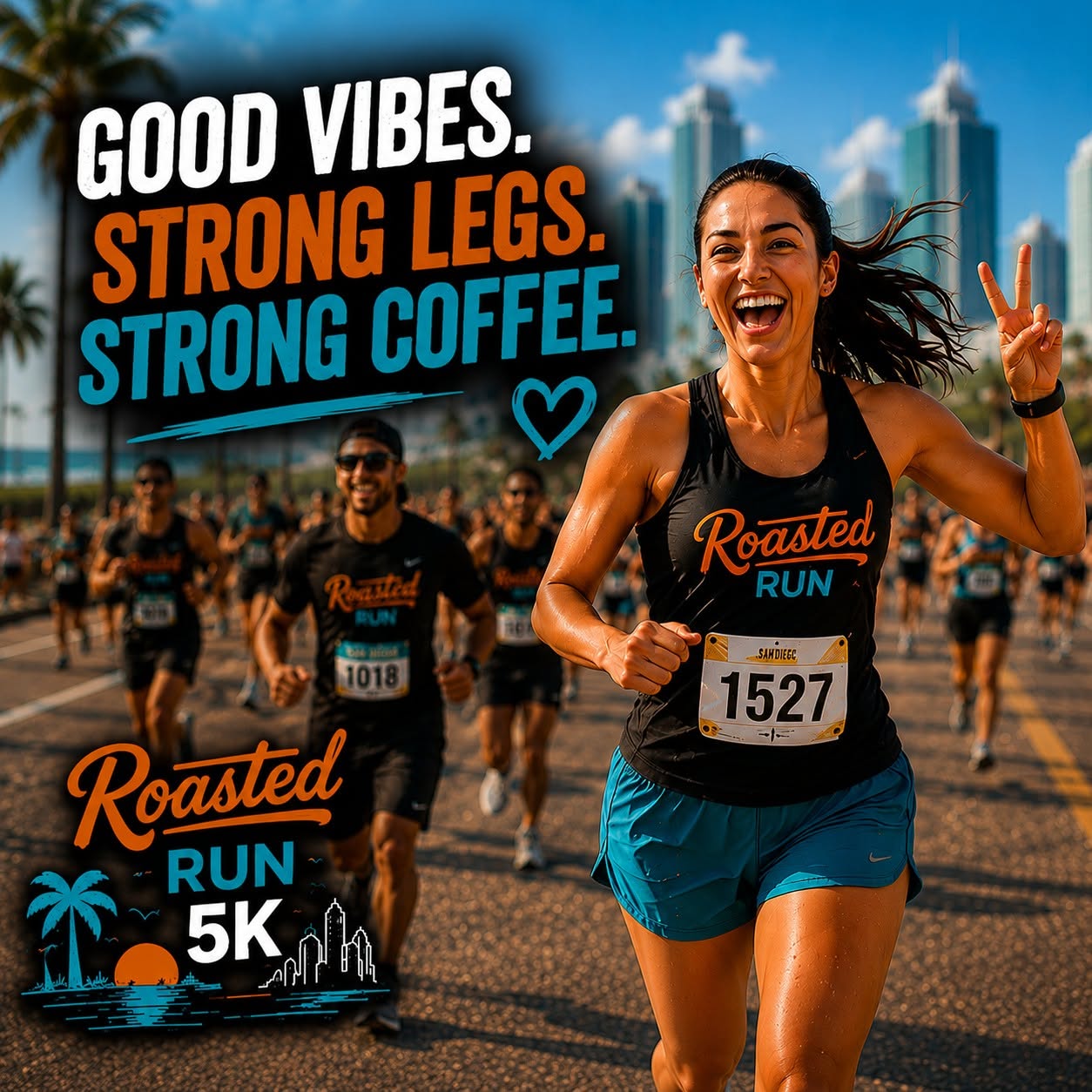 Runner celebrating mid-race